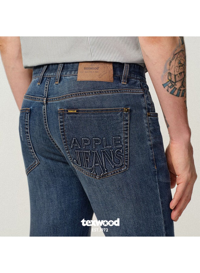 Texwood Pingguo Jeans For Men Spring And Summer, Business Commute Casual Pants, Straight-leg Men's Trousers, Blue, Size 32 - Image 3