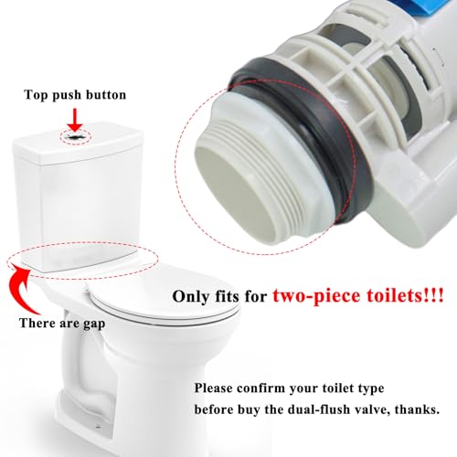 VALLVATER Teaayako Toilet Flush Valves 2-Inch Dual Flush Valve Replacement kit for 2-Piece toilet tank Compatible with TOTO THU435 THU224 flush valve - Image 2