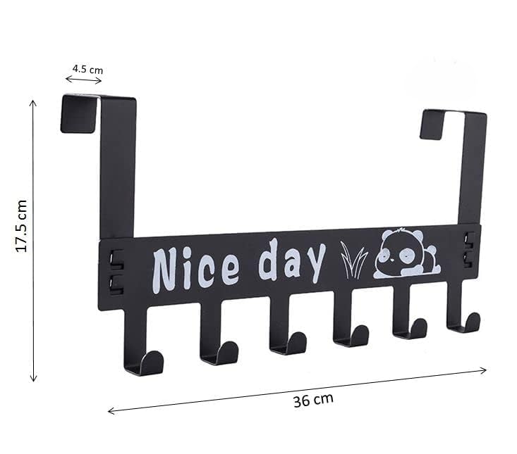 Stodern Removable Over Door Hook Hanger HeavyDuty Carbon Steel with 6 Hooks No Drilling Required Suitable for Towels Coats Scarves Clothes and Bathroom or Kitchen Door Storage Organizer - Image 3