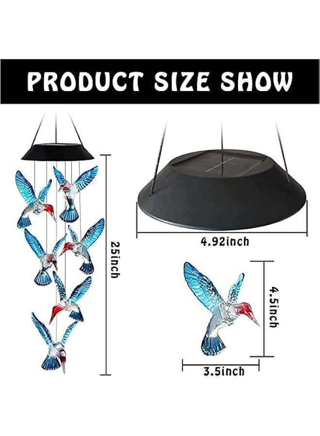 Solar Wind Chimes Outdoor, Colorful Hummingbird Wind Chimes for Outside Solar Lights Fairy Garden Accessories for Patio Yard Porch Garden, Birthday Gifts for Grandma Wife Mom - Image 2