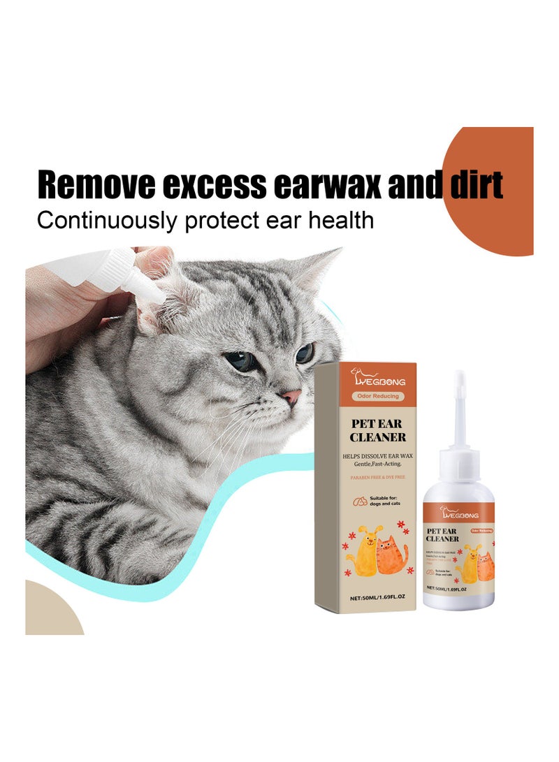 YEGBONG 50 ml Pet Ear Cleaning Liquid Swabs Cat & Dog Ear Cleaner Solution - Gentle & Effective Ear Care - for Daily Ear Cleaning - Image 2