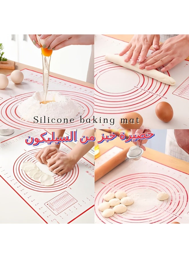 Silicone kneading mat, reusable non-stick dough mat, non-stick and precise markings, essential kitchen tool for bread baking, for rolling/safe/heat insulation, easy to store. - Image 4