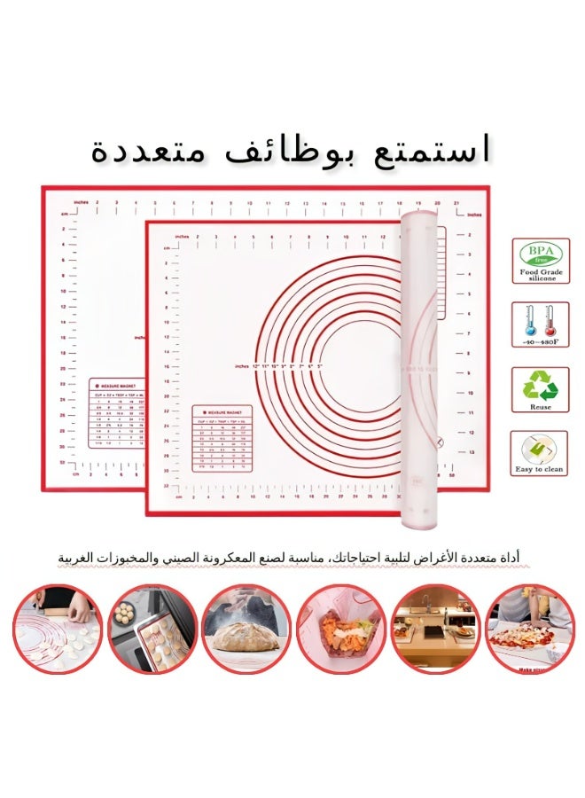 Silicone kneading mat, reusable non-stick dough mat, non-stick and precise markings, essential kitchen tool for bread baking, for rolling/safe/heat insulation, easy to store. - Image 5