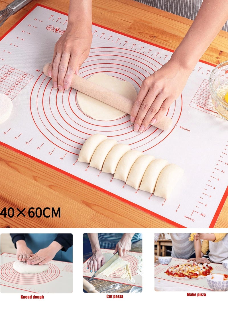 Silicone Baking Mat — A non-stick dough-rolling mat with precise measurements, featuring a non-slip surface, non-stick properties, and heat resistance; easy to roll up for storage; made of food-grade silicone; ideal for making pies, pizzas, cookies, and fondant; dishwasher-safe for easy cleaning (60×40 cm) - Image 1