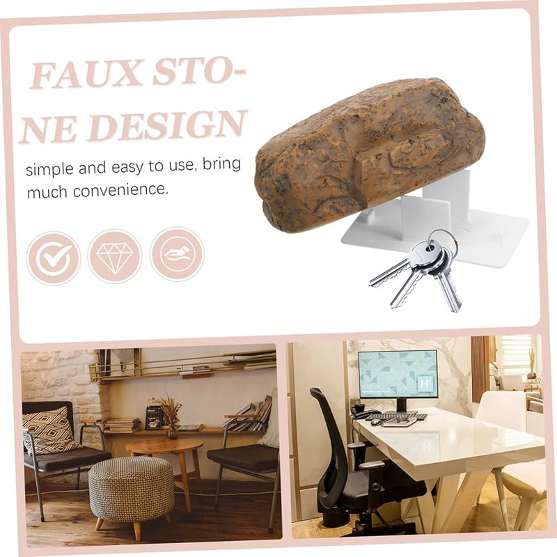 Realistic Faux Stone Hidden Key Holder Outdoor Garden Storage Box - Image 4