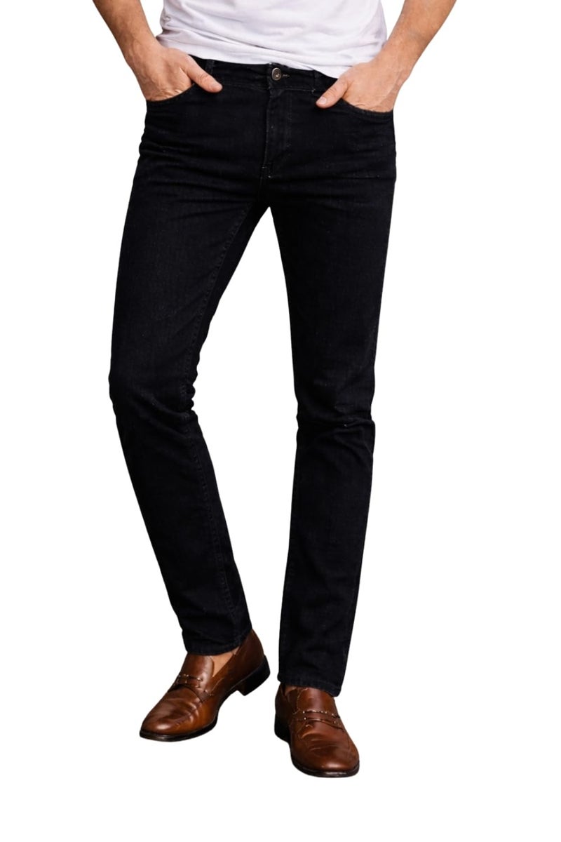 Louis Philippe Men's Mid Rise Slim Jeans (LRDNCSLPB23779_Black, 30 - Image 1