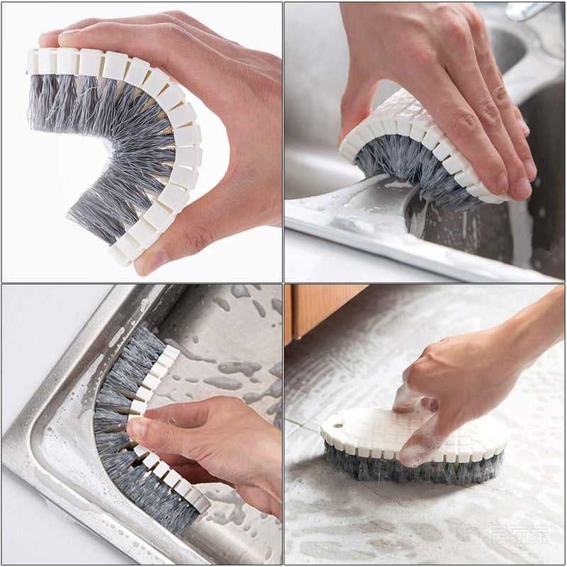 ANERONG Multi-Purpose Scrub Brush Set - 4 Pack Kitchen Cleaning Brushes with Stiff Bristles for Dishes, Pots, Pans, Sink & Bottles - Dish Brush with Ergonomic Handle - Image 3