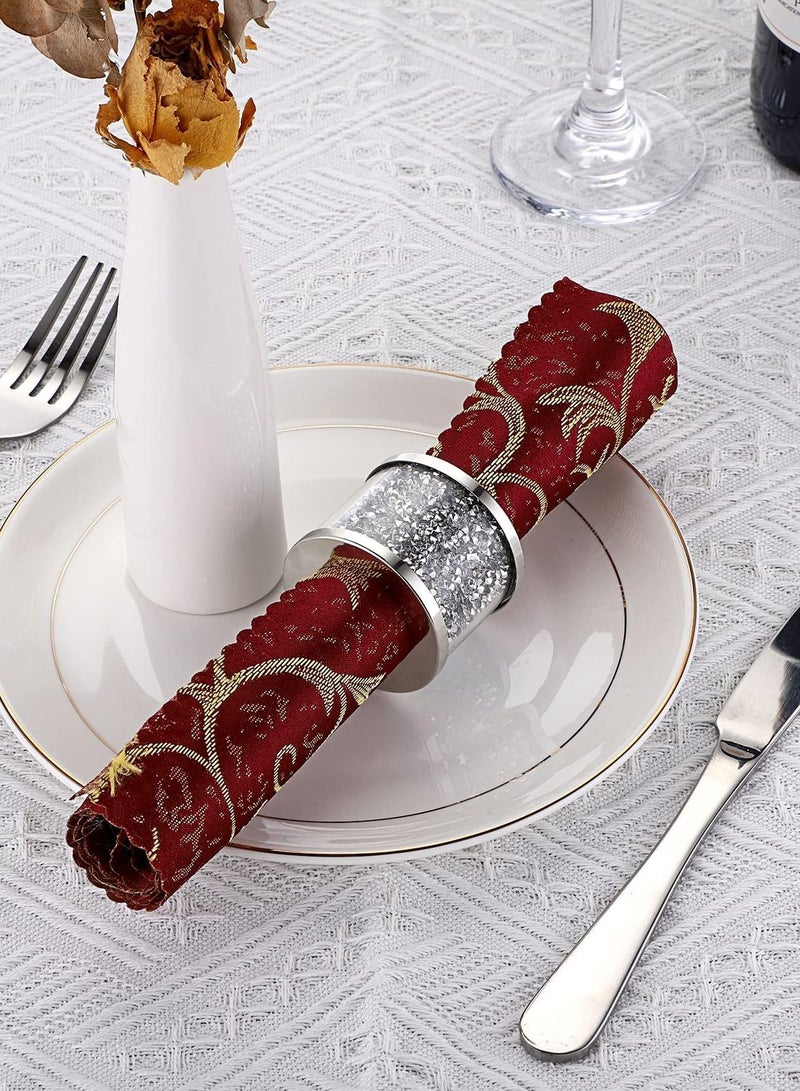 NIBEMINENT Sliver Napkin Rings Set, Sparkly Glass Holder with Metal Frame for Holiday, Ring Dinner Party, Wedding Decor, Table Decorations (4 Pcs)  - Image 5