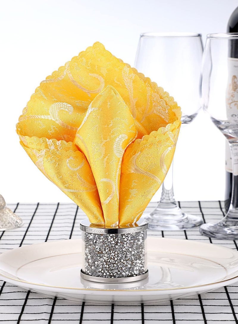 NIBEMINENT Sliver Napkin Rings Set, Sparkly Glass Holder with Metal Frame for Holiday, Ring Dinner Party, Wedding Decor, Table Decorations (4 Pcs)  - Image 3