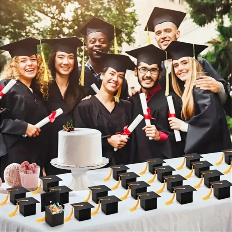 Graduation Candy Box 30Pcs Graduation Decoration Candy Boxes Bachelor Hat Chocolate Gifts Packing Bag For 2024 Congrats Grad Celebration Party Gift(G02-white) - Image 3
