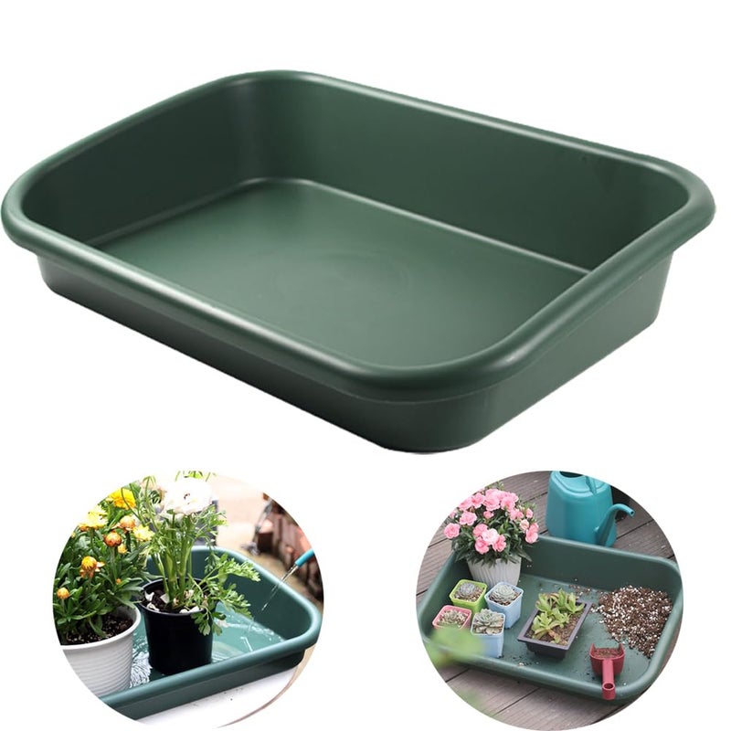 Defemim Garden Tidy Tray, Multifunctional One Piece Potting Tray for Seeding, Mixing, Growing and Pot Storage, Succulent and Cactus Soil Potting Mix Tray 23"x16.4"x4.3",Green - Image 1