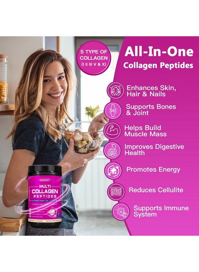 ZEBORA Collagen Peptides Powder 50 Servings - Hydrolyzed Multi Collagen Type I II III V X with Hyaluronic Acid, Biotin, Vitamin C - Support Skin Hair Nail Joints Unflavored, Keto & Paleo Friendly - Image 5