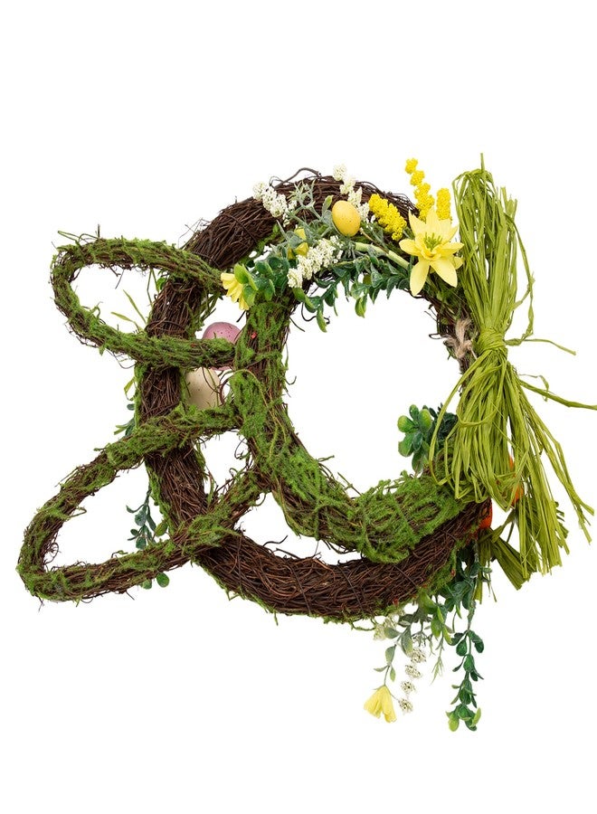VGIA 27 Inch Easter Wreath Artificial Easter Rabbit Wreath Spring Bunny Wreath for Front Door Easter Decorations with Pastel Eggs Carrots and Flowers for Home Decorations - Image 5