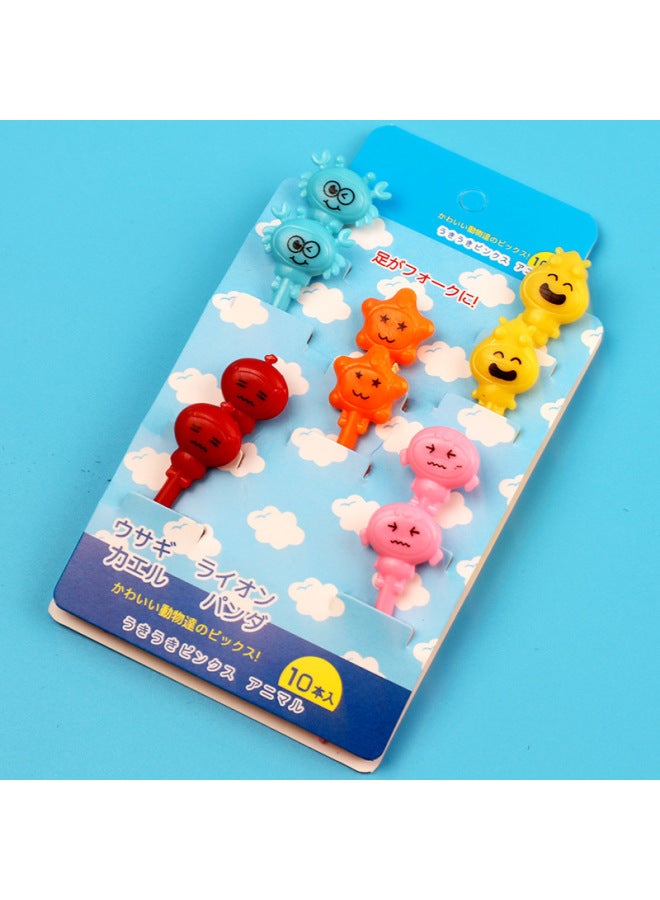 Japanese Cartoon Fruit Fork Cute Animal Fruit Fork Children Baby Special Fruit Sign Wholesale-Color:Five-pointed Star 10pc Fruit Fork Paper Card  - Image 1