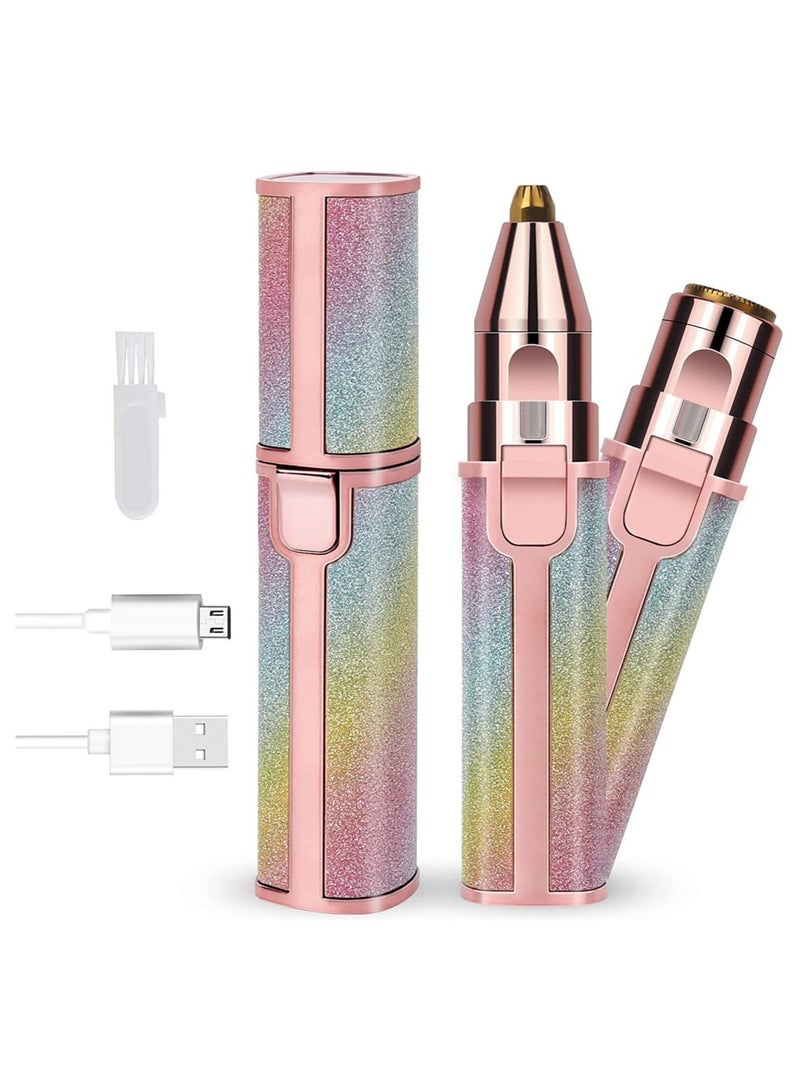 ELTRAZONE 2 in 1 Eyebrow Trimmer & Facial Hair Remover for Women Rechargeable Eyebrow Razor and Painless Hair Removal Hair Trimmer and Body Shaver for Lips Nose Face Ear Hair - Image 1