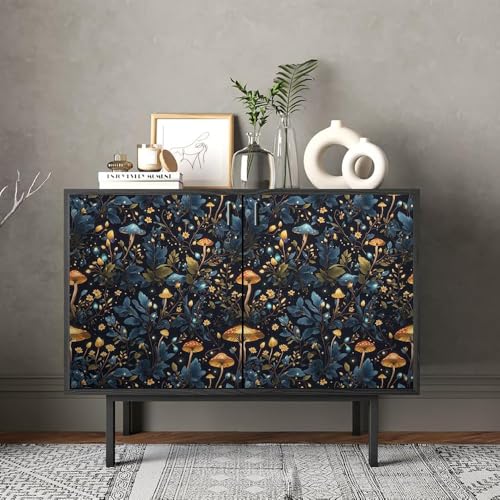 HOMEMATES Vintage Floral Peel and Stick Wallpaper Boho Floral Self-Adhesive Contact Paper for Bedroom, Wardrobe, Desktop – 45 x 304cm Removable Flower Wall Sticker (Mushroom Forest Blue) - Image 5