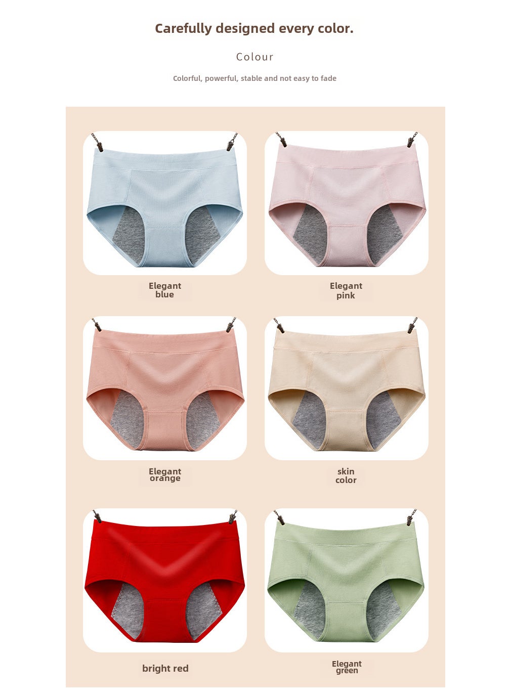 Generic Cotton Ladies Menstrual Panties Leakproof Period Briefs Red  - Image 2
