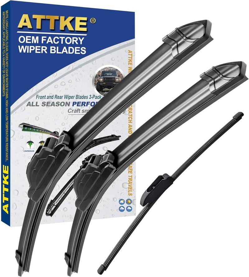 ATTKE Front Wiper Blades and Rear Wiper Blades for Kia Soul 2020-2023, OEM Wiper Blades, (24“ + 20” + 11” 3 Wiper Blades) - Image 1