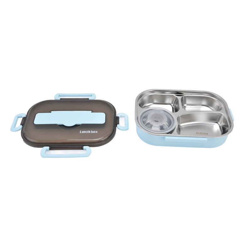 Kids Lunch Box: 4 Compartment 304 Stainless Steel Tray - Leakproof Air Tight Seal Split Design Portable Lunch Box for School Camping Picnic Office Travel - Image 1
