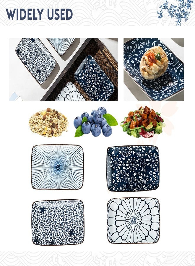 Kytree 4 Piece Japanese Sushi Plate Set, Rectangle Soy Sauce Dish Ceramic Dipping Bowl for Appetizer, Charcuterie, Dessert, Salad, Side Dishes - Image 3