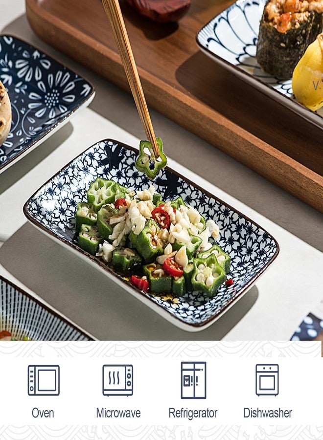 Kytree 4 Piece Japanese Sushi Plate Set, Rectangle Soy Sauce Dish Ceramic Dipping Bowl for Appetizer, Charcuterie, Dessert, Salad, Side Dishes - Image 2