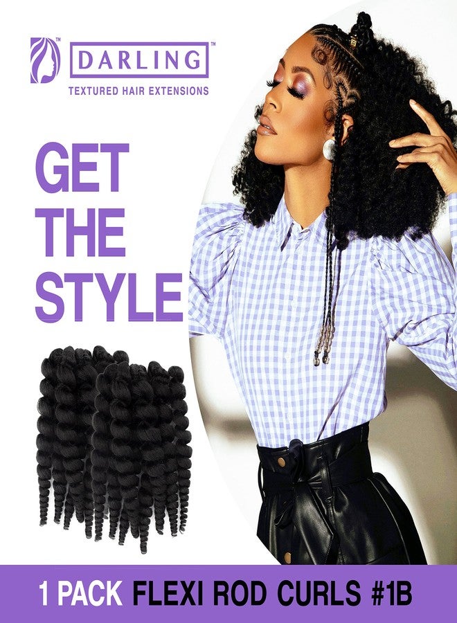 Darling Flexi Rod Curls 2X Crochet Hair Extensions, (1 pack of 2x per pack), Natural & Soft Texture, Fluffy Wand Curl, 14 Inch, #1B - Image 3