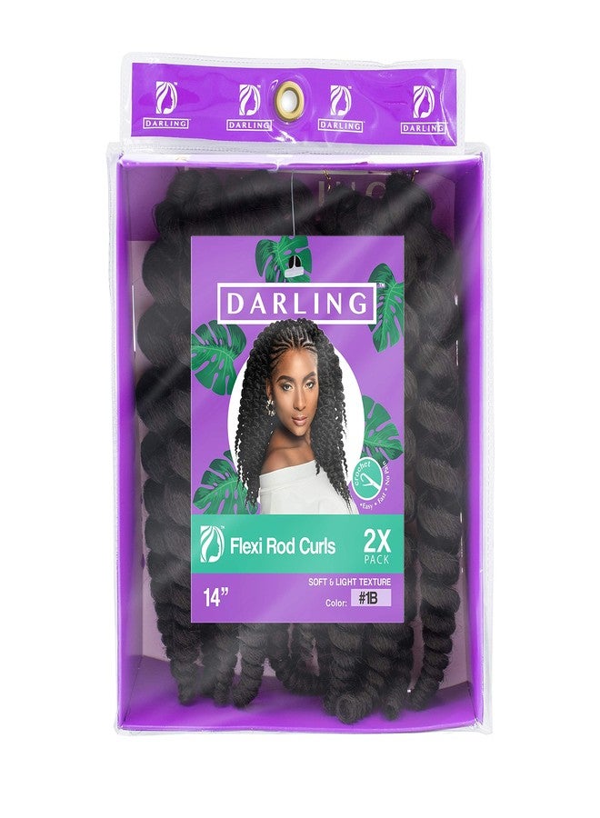 Darling Flexi Rod Curls 2X Crochet Hair Extensions, (1 pack of 2x per pack), Natural & Soft Texture, Fluffy Wand Curl, 14 Inch, #1B - Image 2