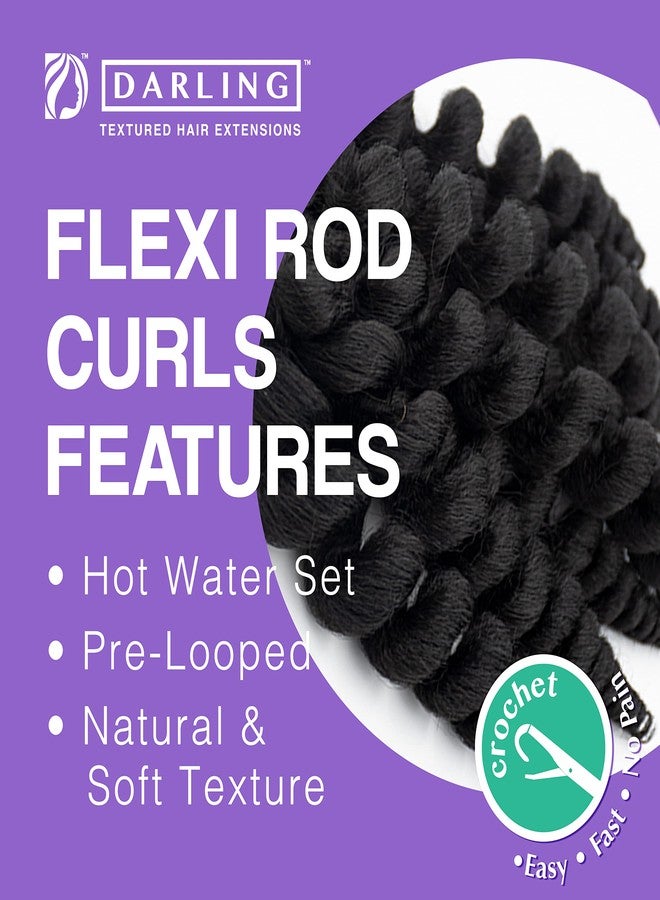 Darling Flexi Rod Curls 2X Crochet Hair Extensions, (1 pack of 2x per pack), Natural & Soft Texture, Fluffy Wand Curl, 14 Inch, #1B - Image 4