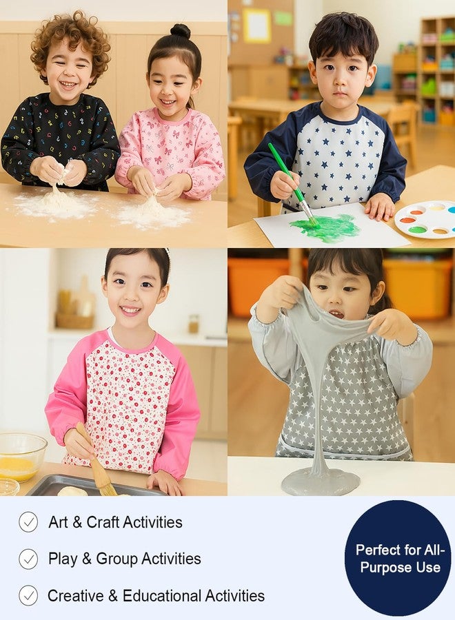 Plie Kids Painting Apron - Waterproof Long Sleeve Art Smock for Toddlers & Preschoolers, Messy Play, Baking, Crafts, Cooking, Sensory Activities (Ages 1-10), Navy Animal (03-L) - Image 5