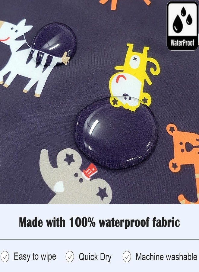 Plie Kids Painting Apron - Waterproof Long Sleeve Art Smock for Toddlers & Preschoolers, Messy Play, Baking, Crafts, Cooking, Sensory Activities (Ages 1-10), Navy Animal (03-L) - Image 3