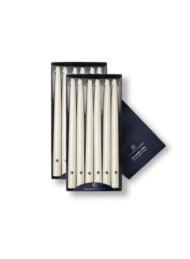 Colonial Candle Unscented Taper Candle, Handipt Collection, Ivory, 12 In, Pack of 12 - Up to 10 Hours Burn - Image 1