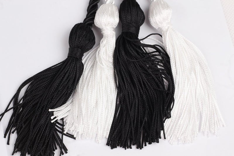 UIALECG Double Graduation Honor Cords - Black and White,68" Long - Image 2