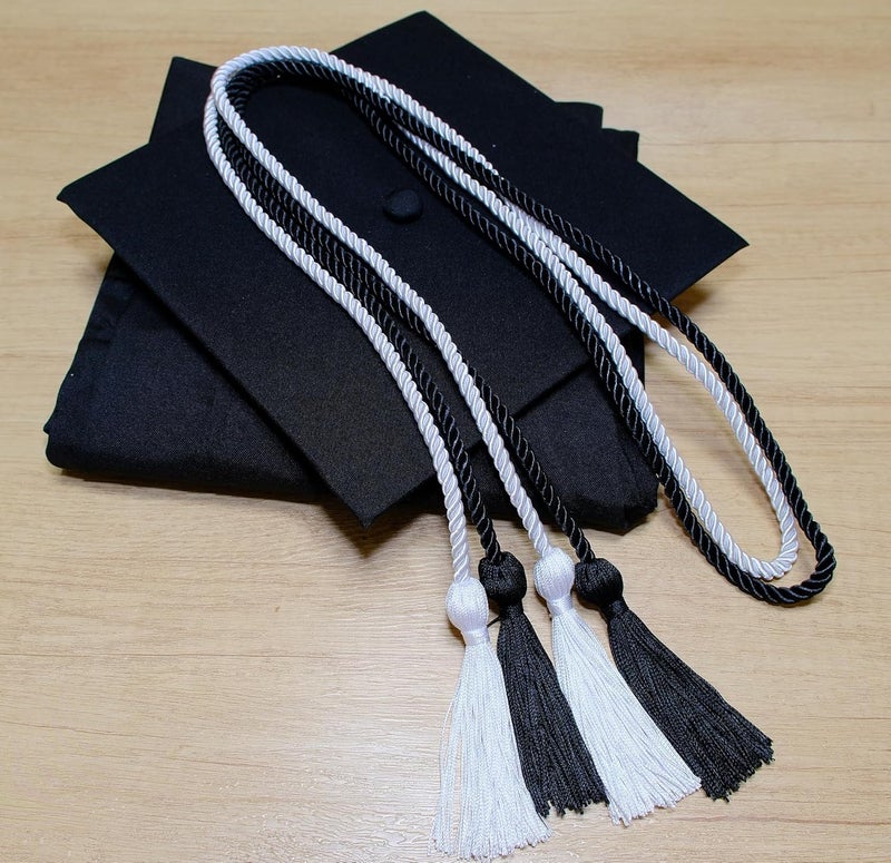 UIALECG Double Graduation Honor Cords - Black and White,68" Long - Image 3