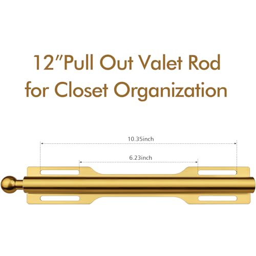 FIRJOY 12" Valet Rod for Closet Pull Out (2 Pack, Brushed Gold) - Image 3