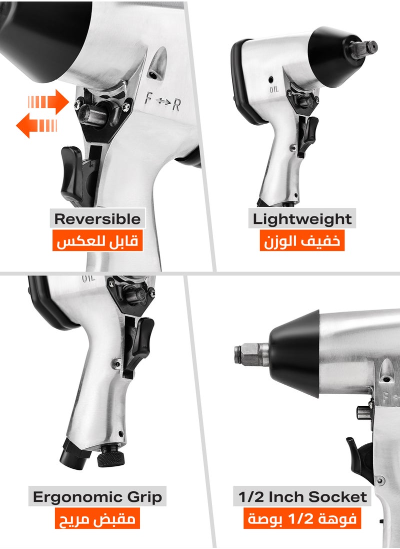 LAWAZIM Heavy Duty Air Impact Wrench -1/2 inch- High Torque Pneumatic Impact Gun with Forward/Reverse Mechanism and Quick-Connect Fitting for Auto Repair Tire Changing and Heavy Equipment Maintenance  - Image 3
