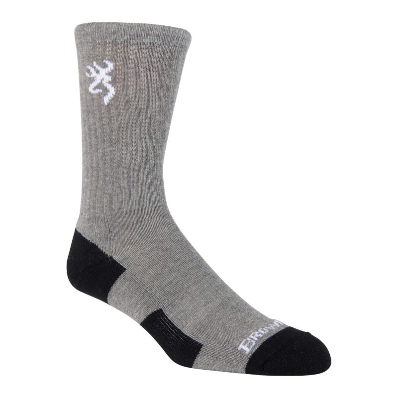 Browning Mens Socks, 3-pack Everyday Crew (Heather Gray / Heather Gray / Heather Gray), Large US - Image 5