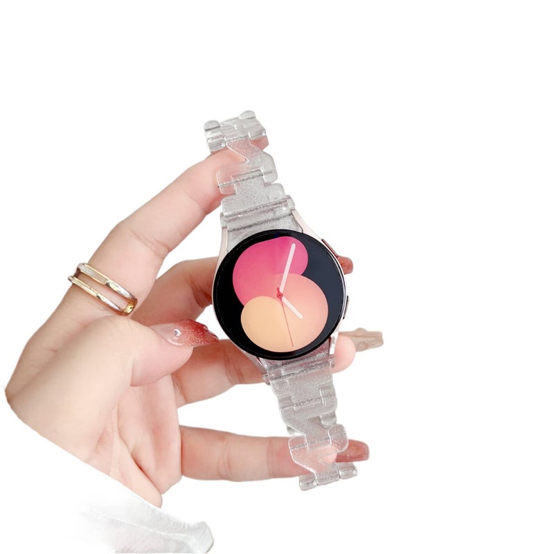 سوار ساعة ذكية باللون شفاف قابل للتعديل سوار جلدي كلاسيكي متوافق مع Samsung Galaxy Watch 7 بملاءمة قابلة للتعديل وحزام بديل للاستخدام اليومي أثناء التنقل للطاولة للمكتب - Image 1