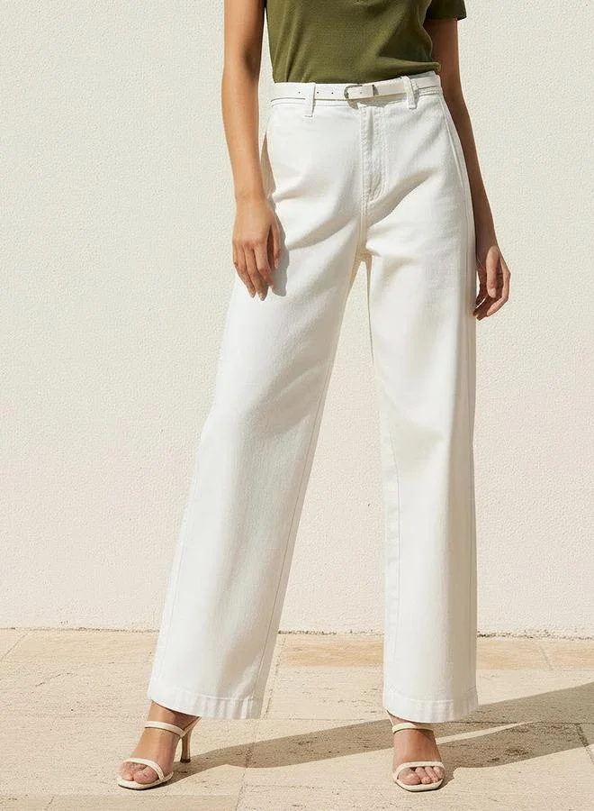 Splash FAV Straight Fit Mid Rise Jeans with Belt Cotton