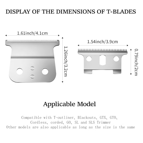 AIJALY 2 Pack Replacement T-Blades Compatible with Andis T-Outliners GTO,GTX,G,GO and SLS Trimmers,Silver - Image 4