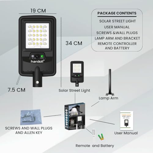 hardoll 100W Solar Street Light for Home, Garden & Outdoor | 1200 Lumens Waterproof LED Lamp with Motion Sensor Auto ON/Off, Remote & 6000mAh Battery IP65, 1-Year Warranty (Cool White - Pack of 1 - Image 4