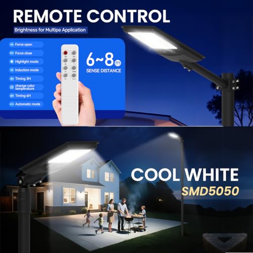 hardoll 100W Solar Street Light for Home, Garden & Outdoor | 1200 Lumens Waterproof LED Lamp with Motion Sensor Auto ON/Off, Remote & 6000mAh Battery IP65, 1-Year Warranty (Cool White - Pack of 1 - Image 5