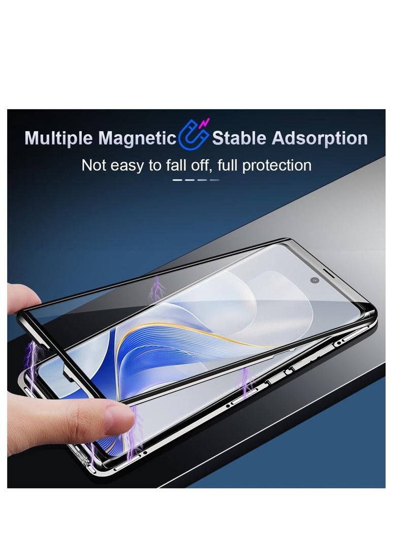 Case Compatible with VIVO V40 5G, Magnetic Body Metal Frame Double Sided Clear Tempered Glass Cover with Camera Protection  - Image 2