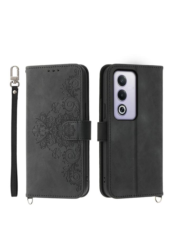 اس-توب جراب لهاتف OPPO A3 Pro 5G، جراب محفظة جلدي منقوش عليه زهور - Image 1