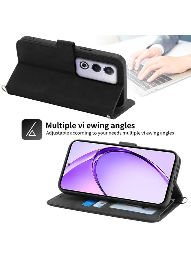 اس-توب جراب لهاتف OPPO A3 Pro 5G، جراب محفظة جلدي منقوش عليه زهور - Image 4