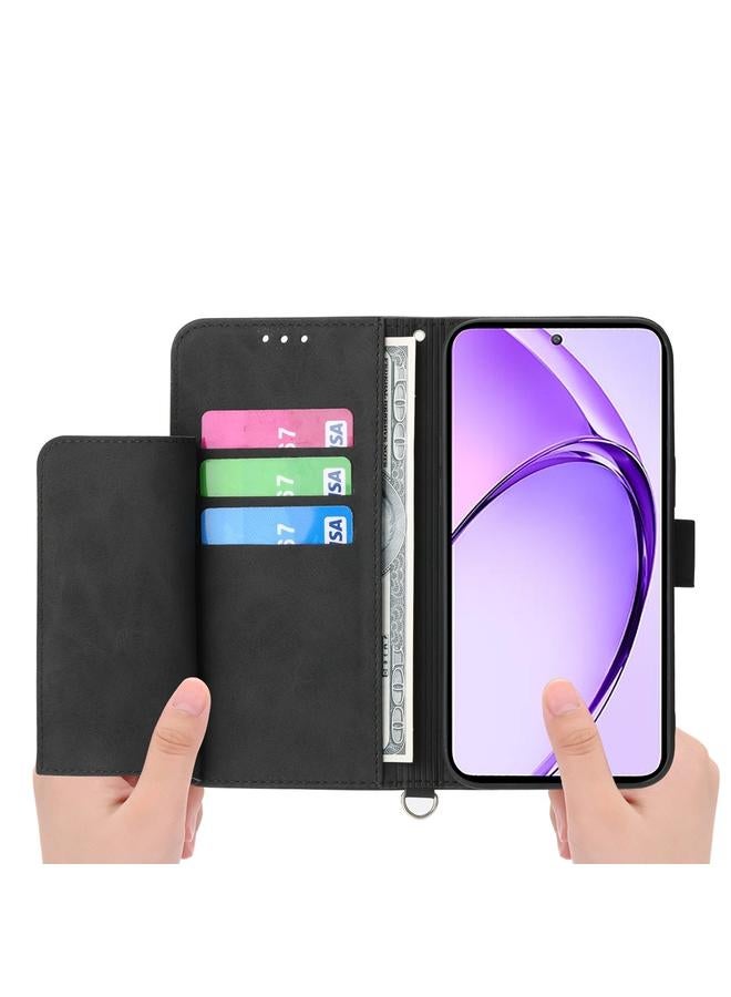 اس-توب جراب لهاتف OPPO A3 Pro 5G، جراب محفظة جلدي منقوش عليه زهور - Image 3