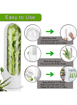 2PCS Herb Saver for Refrigerator, Herb Saver Pod Cilantro Containers for Refrigerator, Fresh Herb Keeper for Cilantro, Parsley, Asparagus, Mint, Keeps Vegetables for 2-3 Weeks - view 4