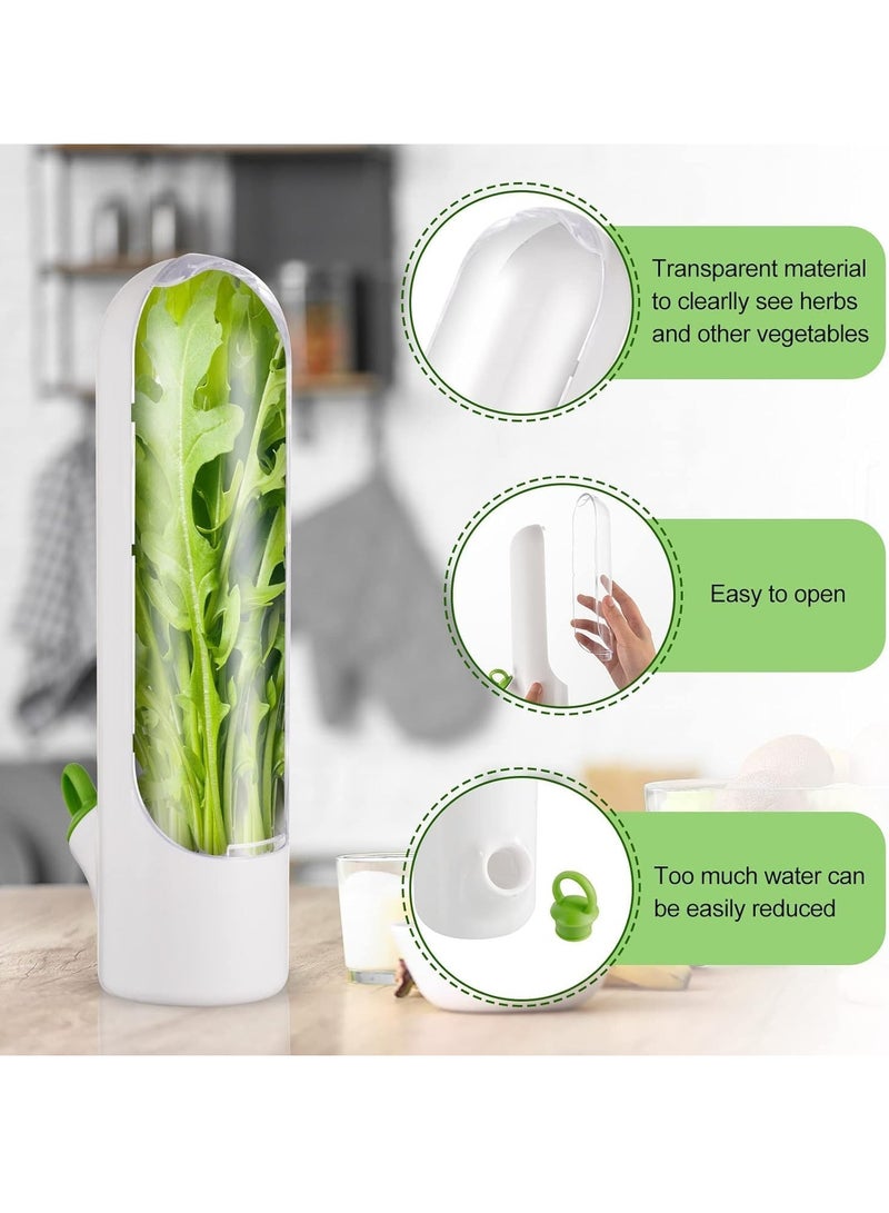 Premify 2 Pcs Herb Saver, Herbs Keeper for Refrigerator, Cilantro Storage Containers, Herb Saver Pod Keep Fresh & Green Vegetables, Mint, Parsley, Asparagus for 2-3 Weeks
