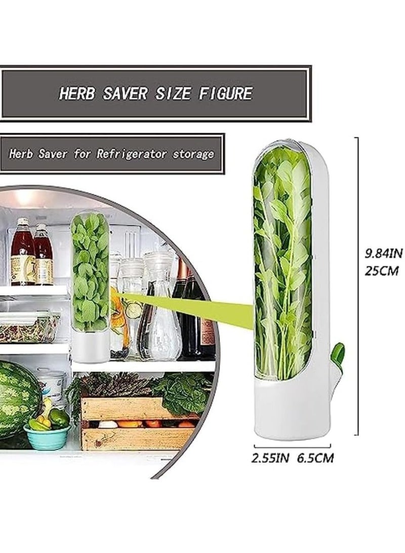 Premify 2 Pcs Herb Saver, Herbs Keeper for Refrigerator, Cilantro Storage Containers, Herb Saver Pod Keep Fresh & Green Vegetables, Mint, Parsley, Asparagus for 2-3 Weeks