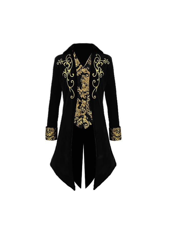 Apocrypha Mens Medieval Steampunk Tailcoat Victorian Prince Jacket Frock Coat, Black, S - Image 1