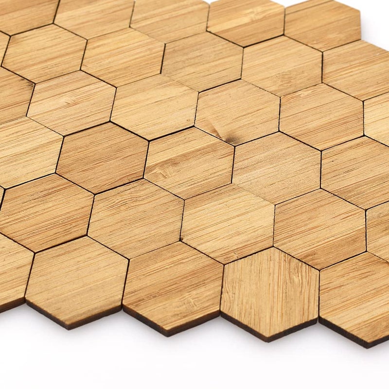 iLAND Varnished Dollhouse Flooring on 112 Scale Dollhouse Floor Boards of Bamboo Hexagonal 96pcs - Image 3